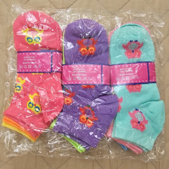 Women's Ankle Socks, Owl Print, 9-pack - Picture 2 of 5